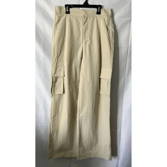 NWT Wilo Anthropologie Wide Leg High Rise Cargo Pants - Small - Beige Sand - Picture 2 of 13